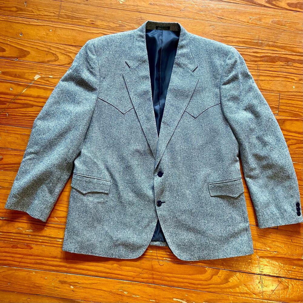 Vintage Circle S Western Sport Coat Blazer 50R Gray Textured Cowboy Jacket